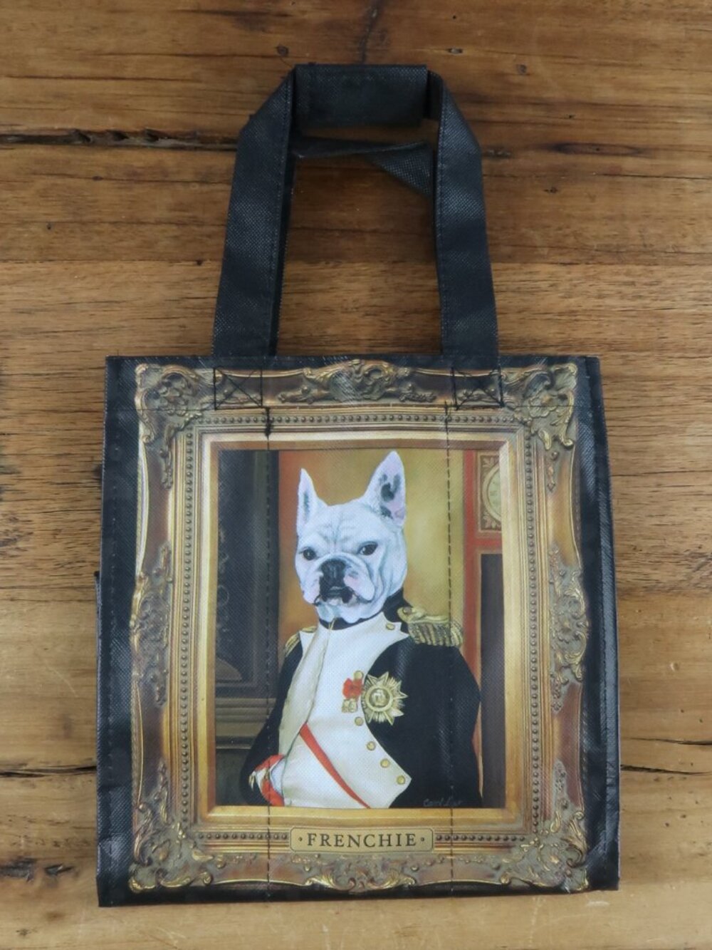 FRENCH BULLDOG FRENCHIE WINERY WINE 6 BOTTLE CAPACITY TRANSPORT TOTE BAG